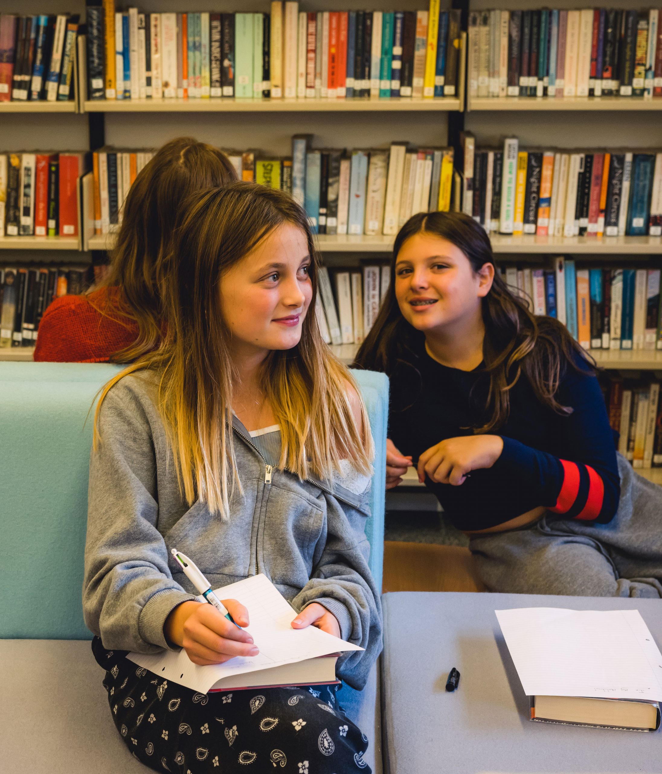 Upper School students in the library