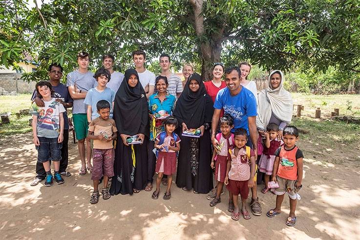 Group of students and locals in Sri Lanka