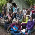 Students at a campsite