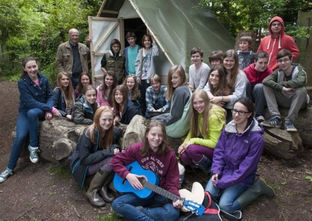 Students at a campsite