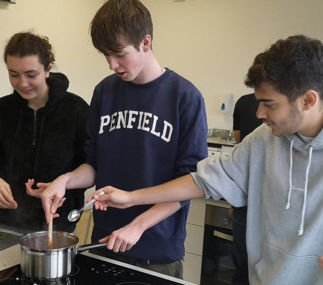 Upper School students cooking