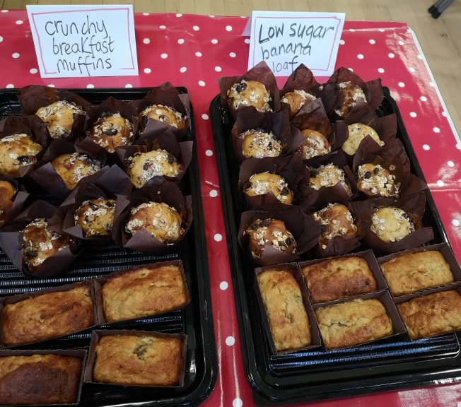 Trays with muffins