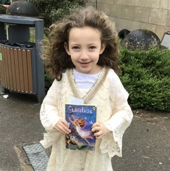 Lower school student wearing a costume