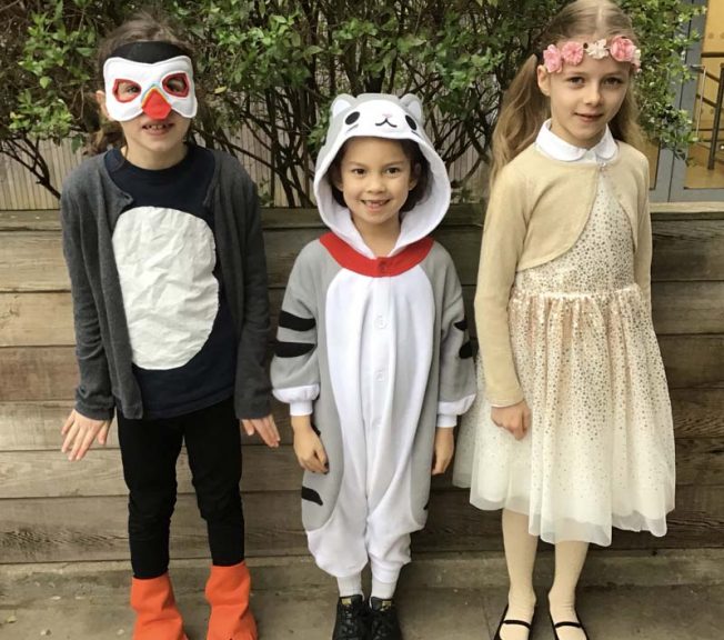 Lower school students wearing costumes