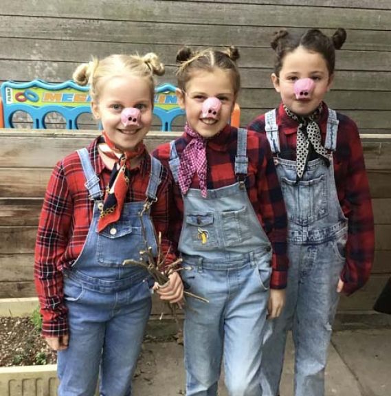 Lower school student wearing costumes