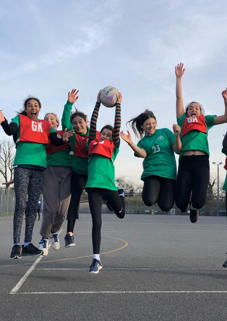 Netball team celebrate a win