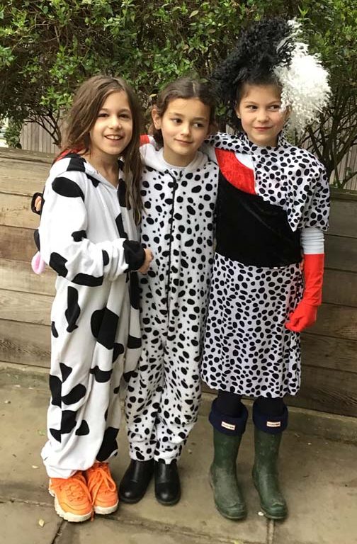 Lower school student wearing costumes