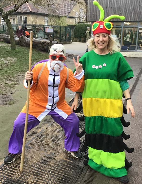 Staff wearing costumes