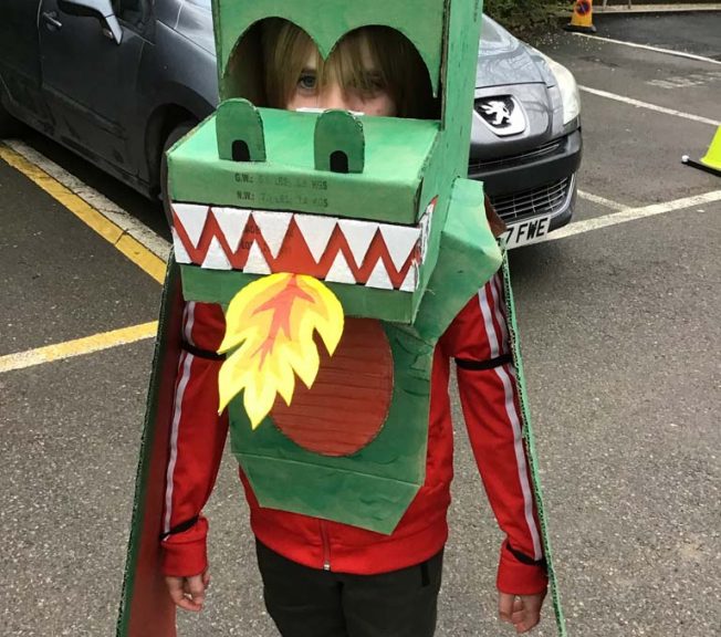 Lower school student wearing a costume