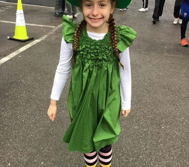 Lower school student wearing a costume
