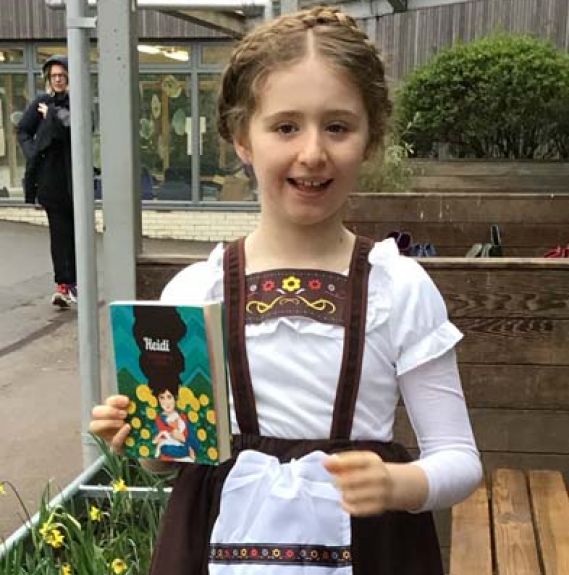 Lower school student wearing a costume