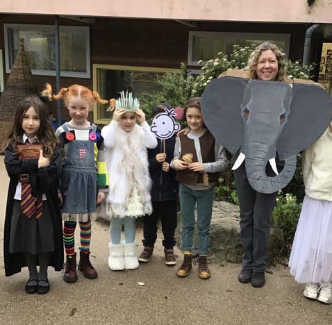 Lower school students wearing costumes