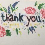 drawing of flowers and the words 'thank you'