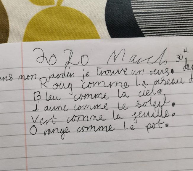 Poem written in French