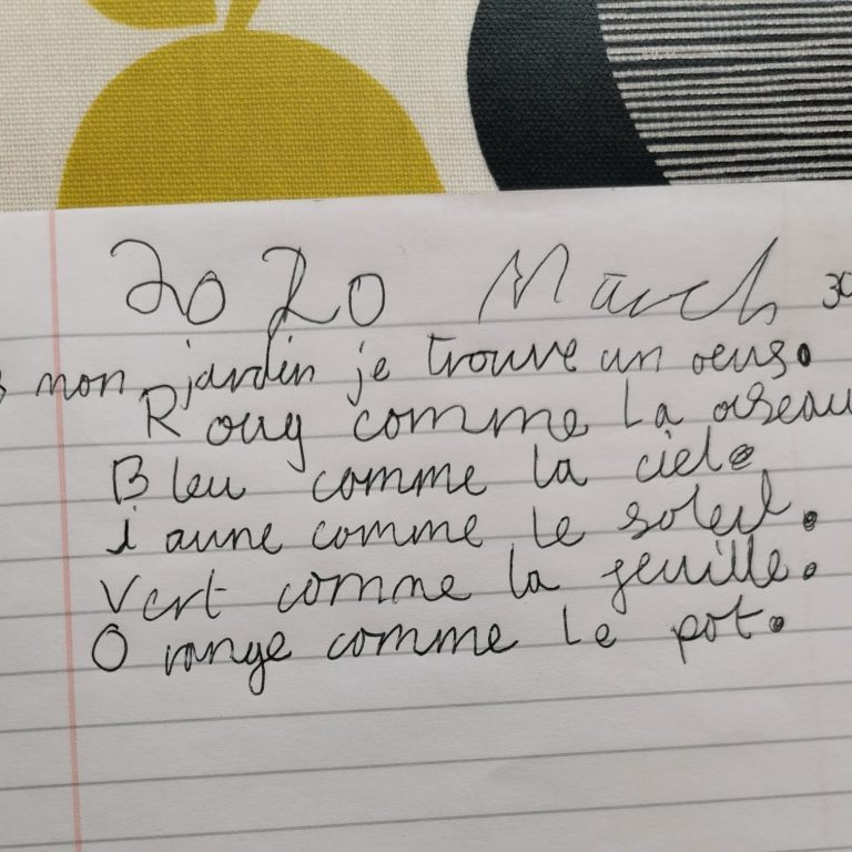 Poem written in French