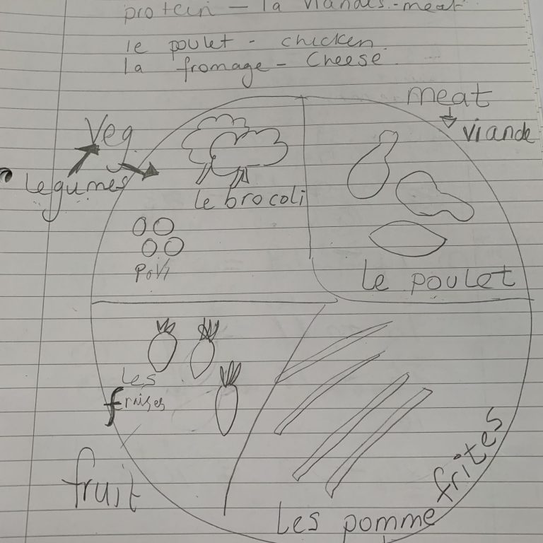 Drawing of a plate of food