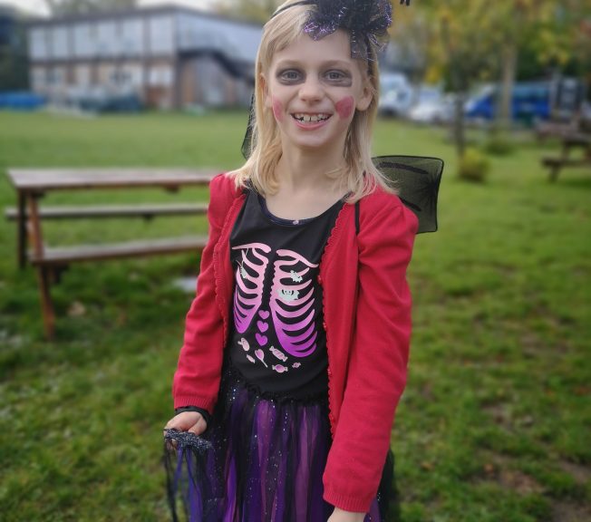 Student wearing Halloween costume