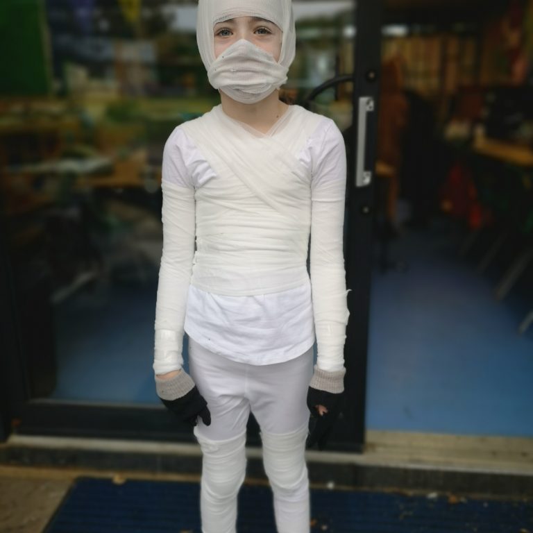Student wearing Halloween costume