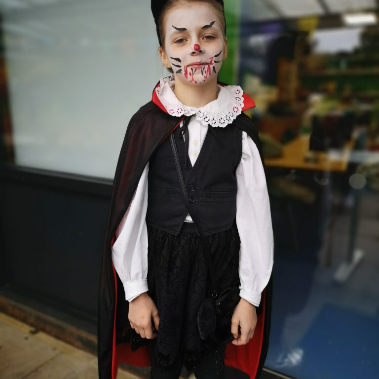 Student wearing Halloween costume