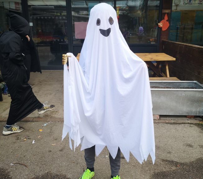 Student wearing Halloween costume