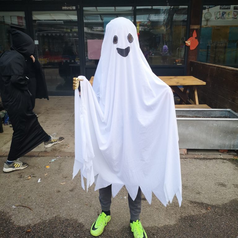 Student wearing Halloween costume