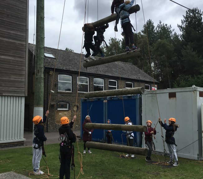 Students climbing