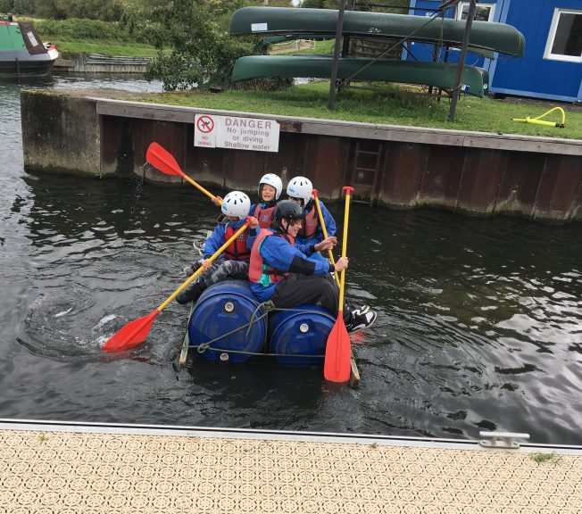 Students rowing