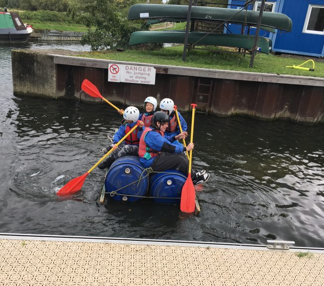 Students rowing