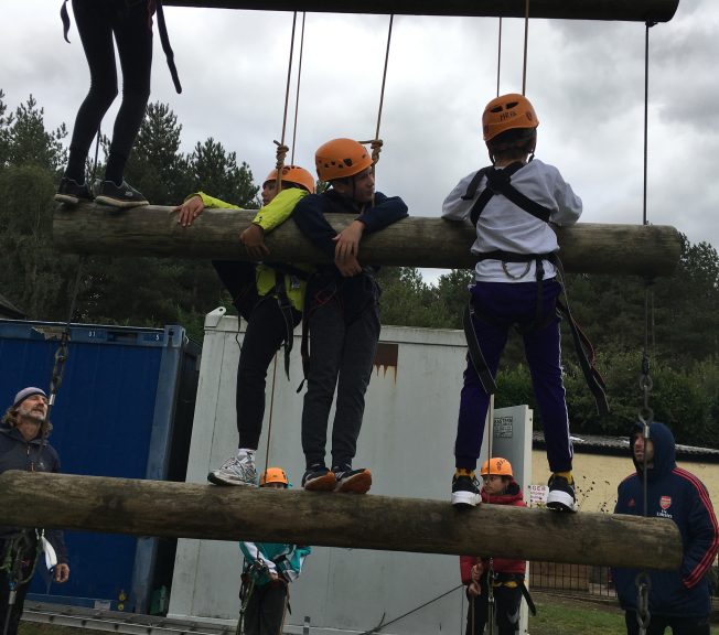 Students climbing