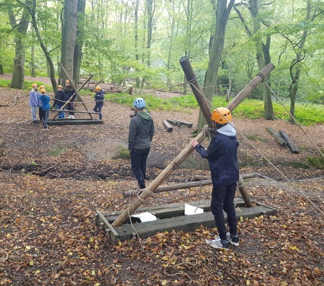 Students in the woods