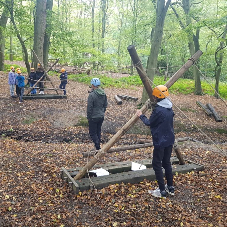 Students in the woods