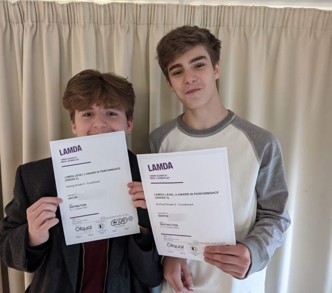 Students holding LAMDA results