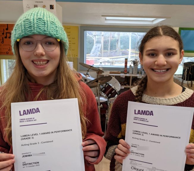 Students holding LAMDA results