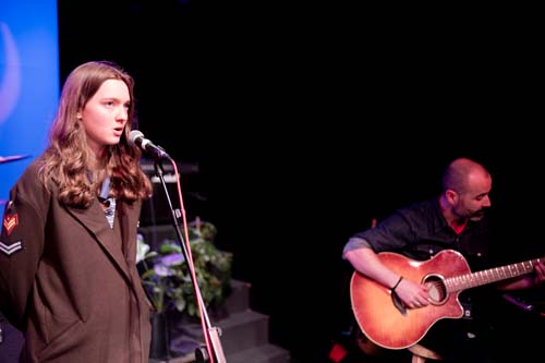 student singing