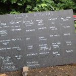 blackboard with village activities