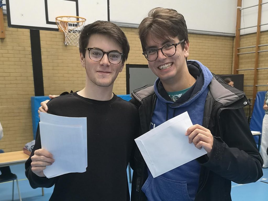 Students holding exam results