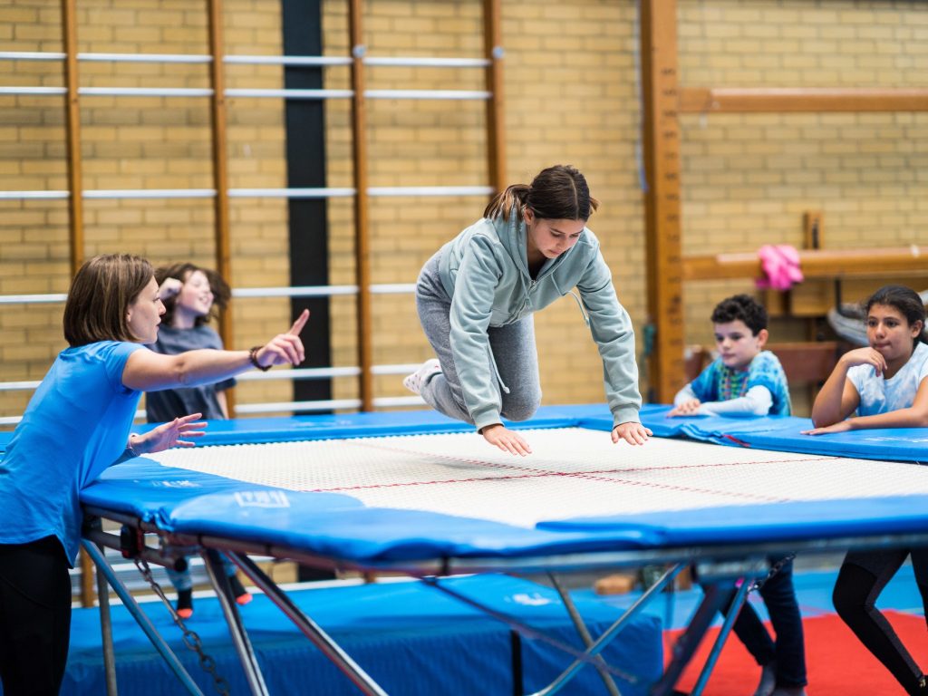 Upper School PE lesson - trampolining