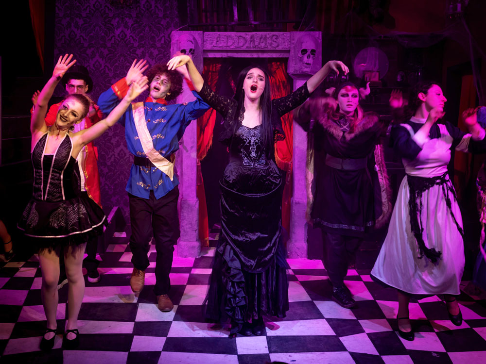 The Addams Family King Alfred School Upper School production students dancing