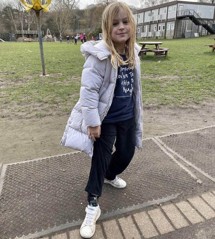 girl wearing step counter