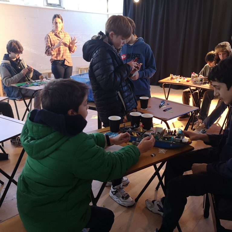 students making Lego