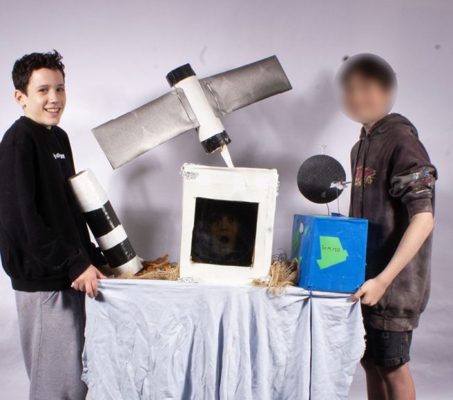 students wearing abstract fashion