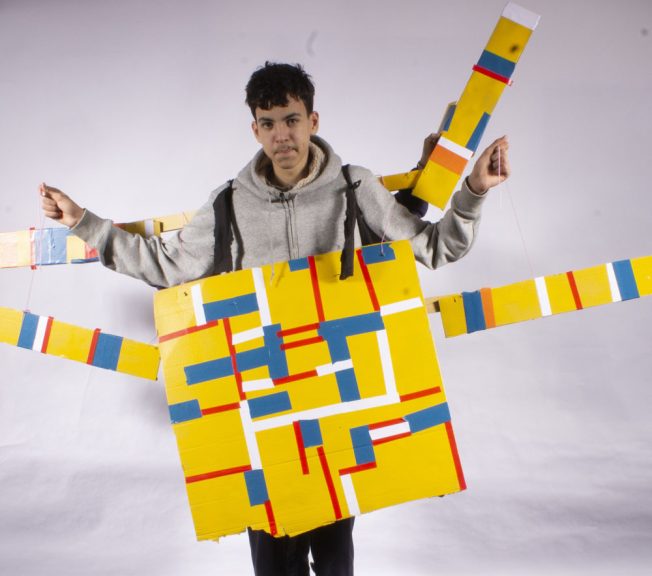 student wearing abstract fashion