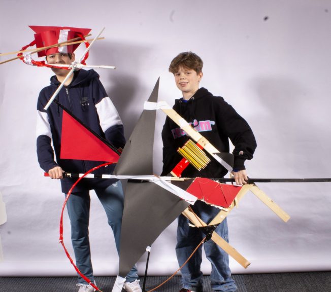 students wearing abstract fashion