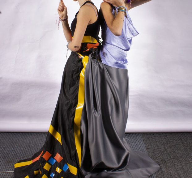 students wearing abstract fashion