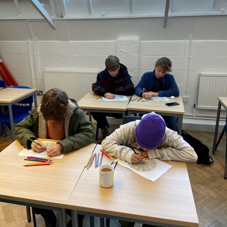students colouring