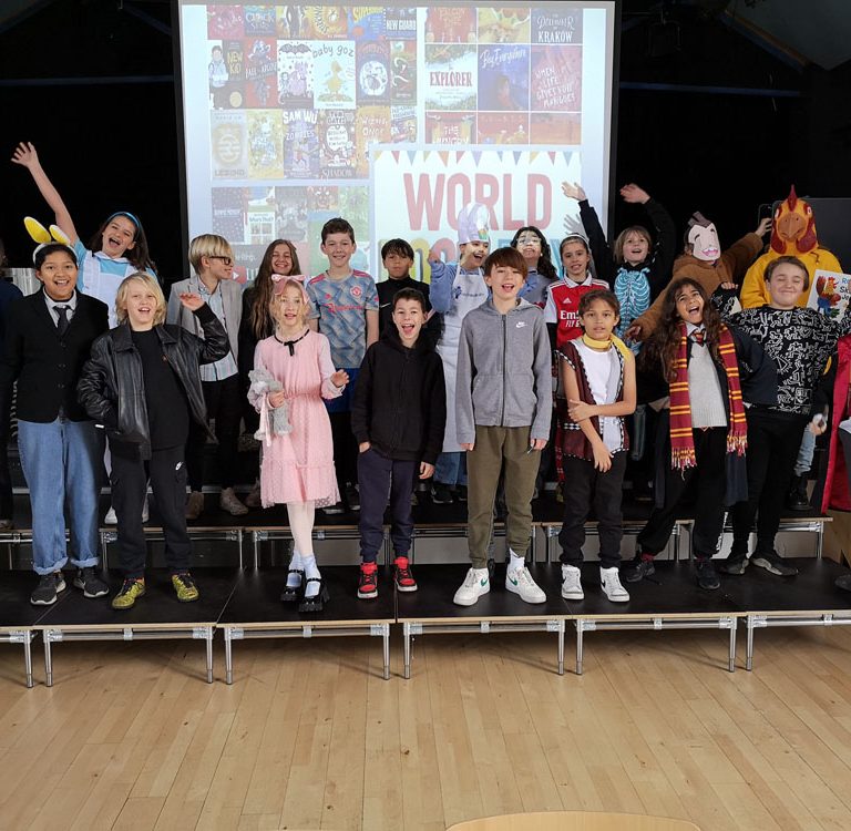 pupils wearing world book day costumes