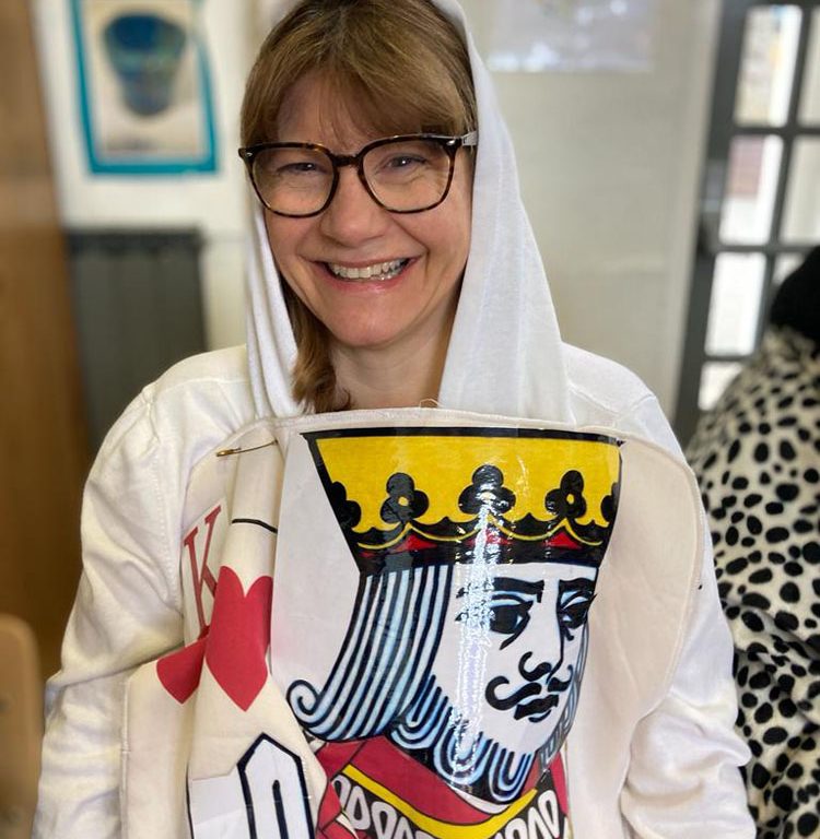 staff wearing world book day costume