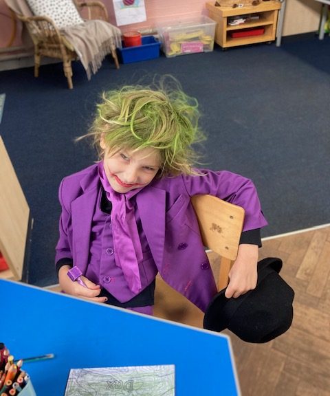 pupil wearing world book day costume