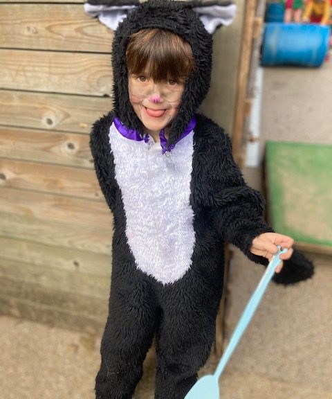 pupil wearing world book day costume