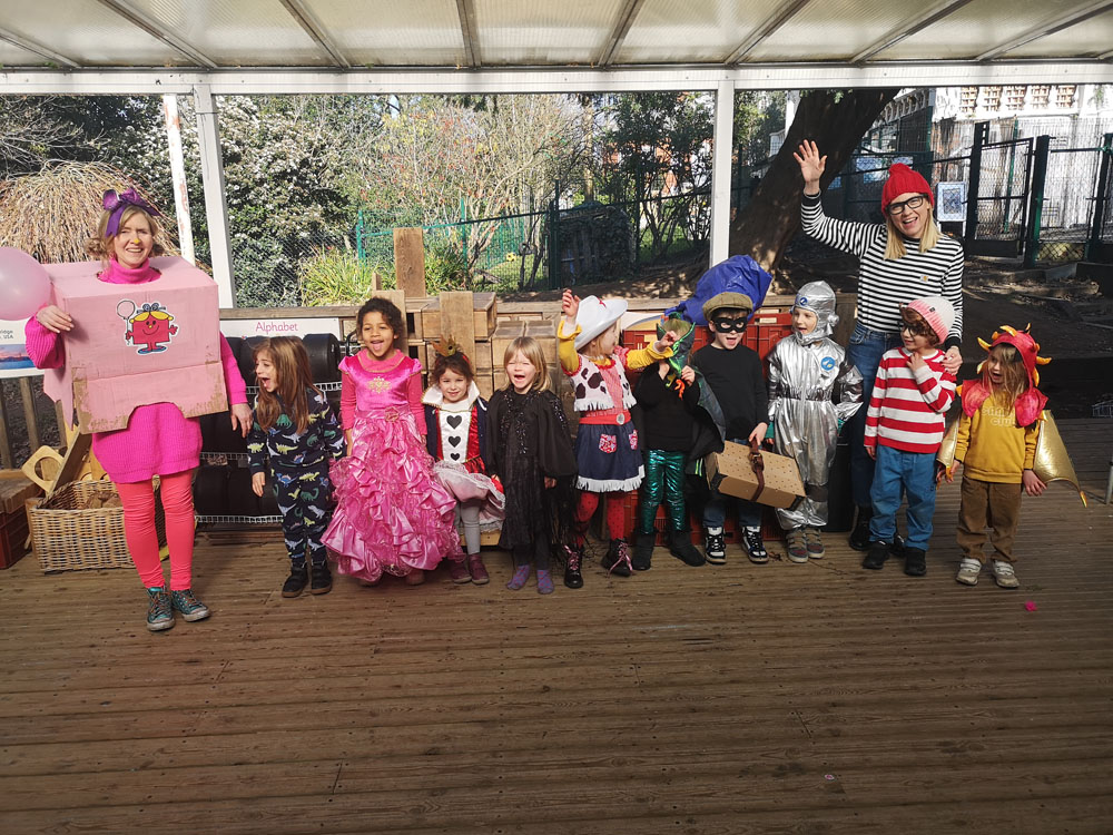 Students wearing World Book Day costumes